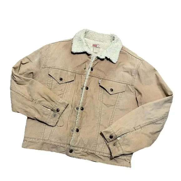 Levi's Vintage Thrashed Big E Sherpa Lined Corduroy Jacket Type 3 Size 42 - Picture 14 of 14